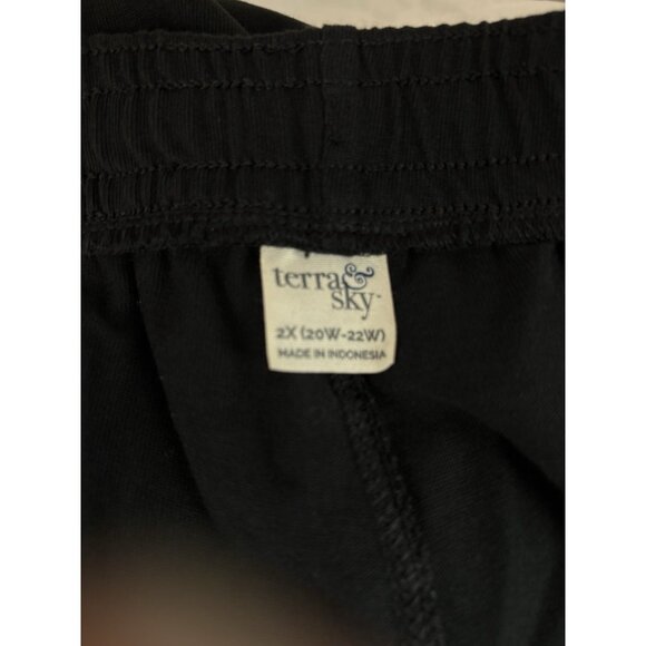 *New Terra & Sky Capri Pant Womens Plus 2X Black Casual Pull On Drawstring - Picture 3 of 6